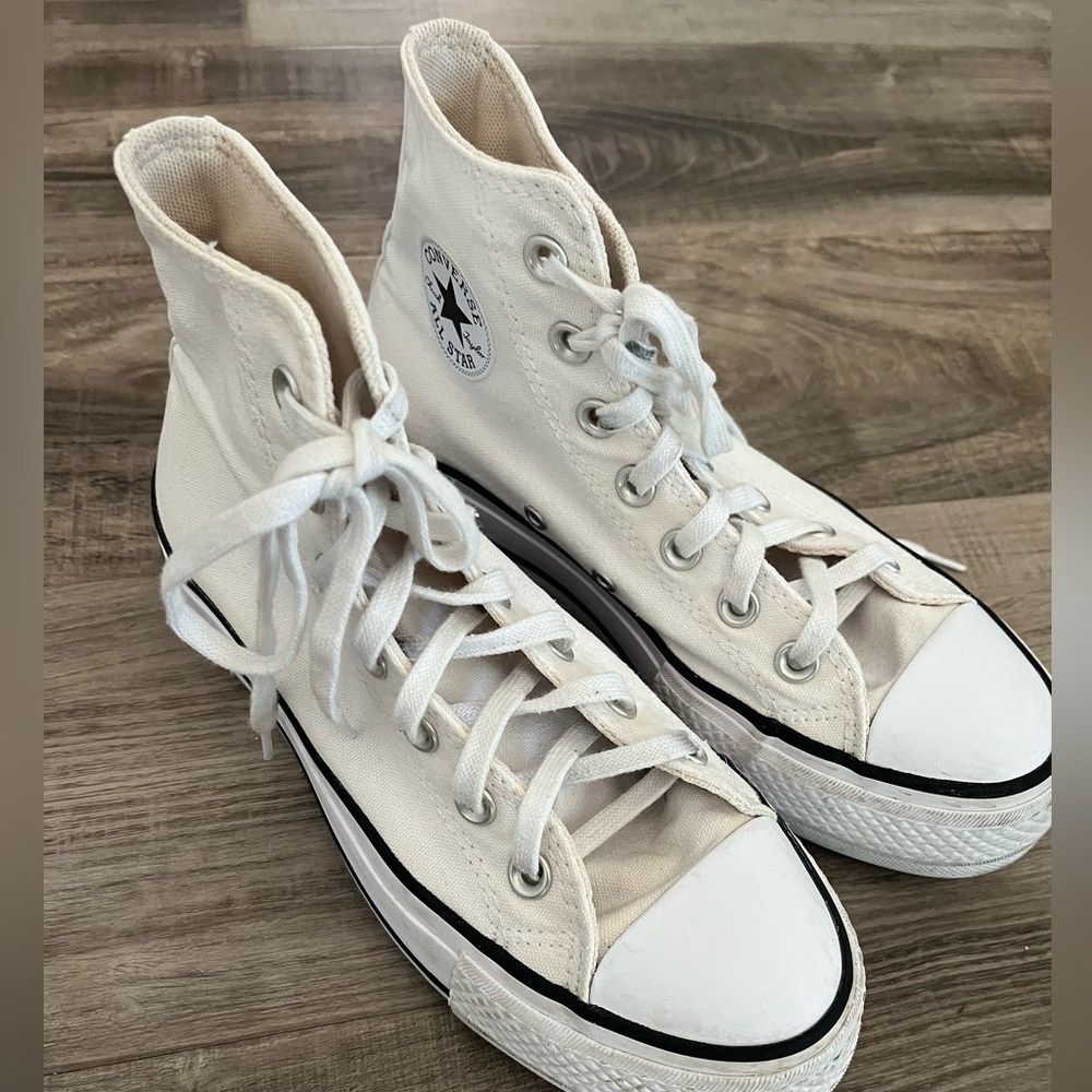 Converse Canvas Platform High-Tops in Cream